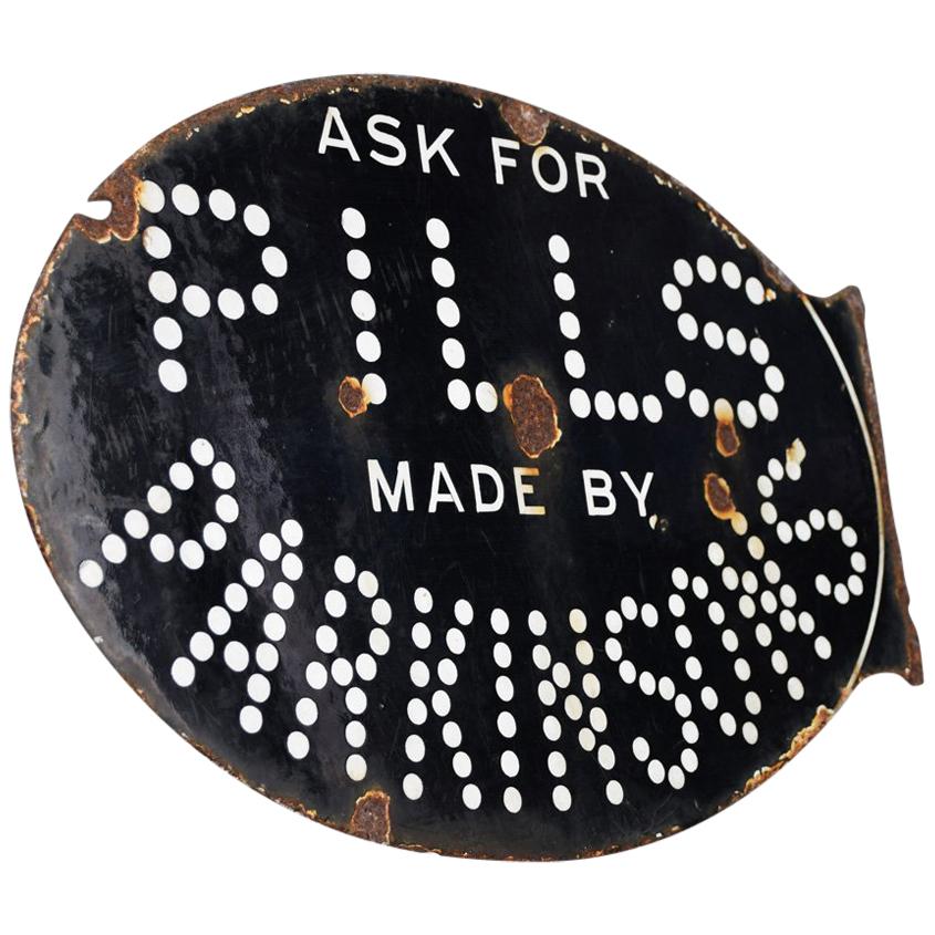 Early 20th Century Double Sided Enamel Pills by Parkinson’s Sign