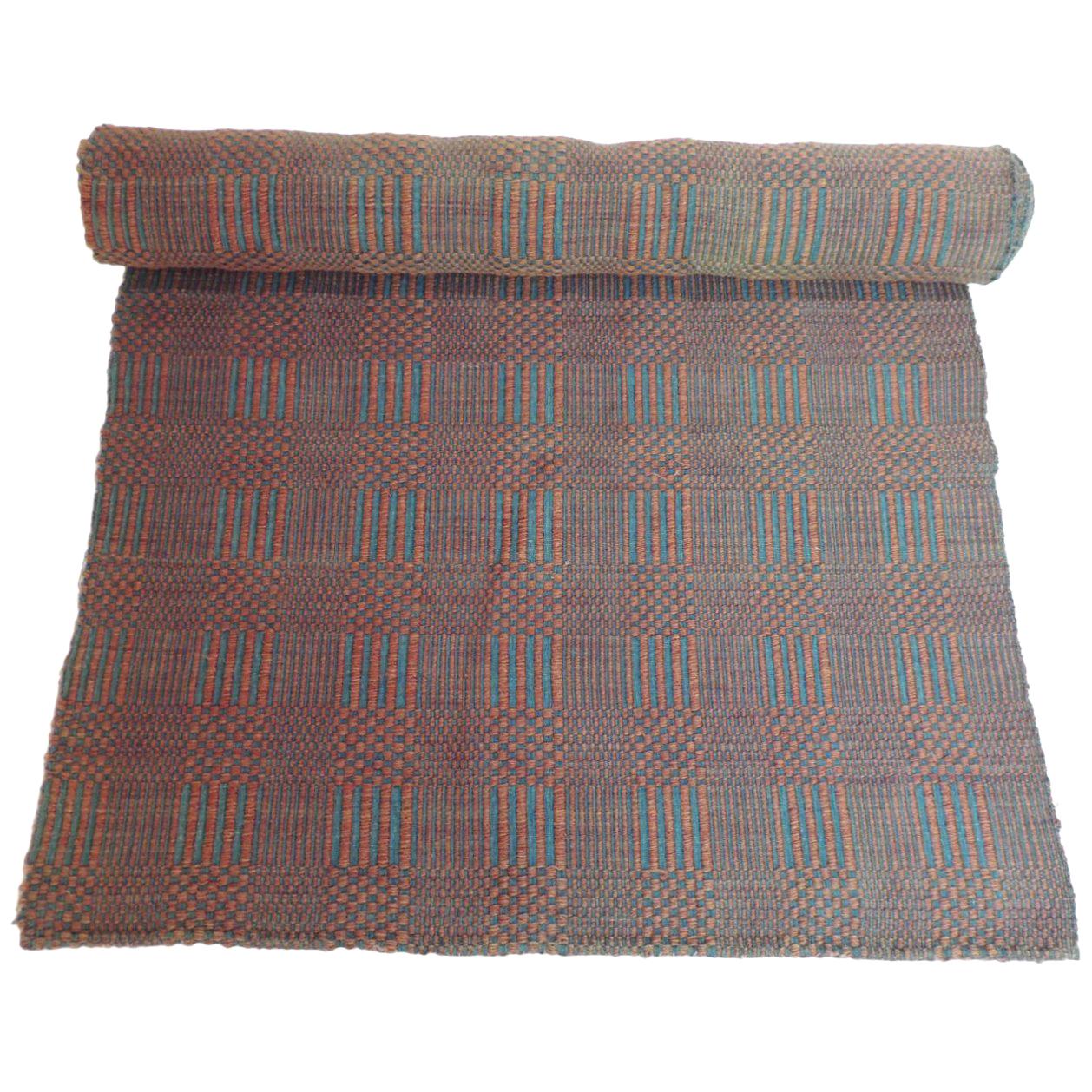 Flat-Woven Red and Blue Americana Carpet Runner For Sale