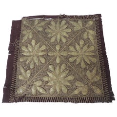 19th Century Persian Ottoman Empire Gold Metallic Threads Embroidered Textile