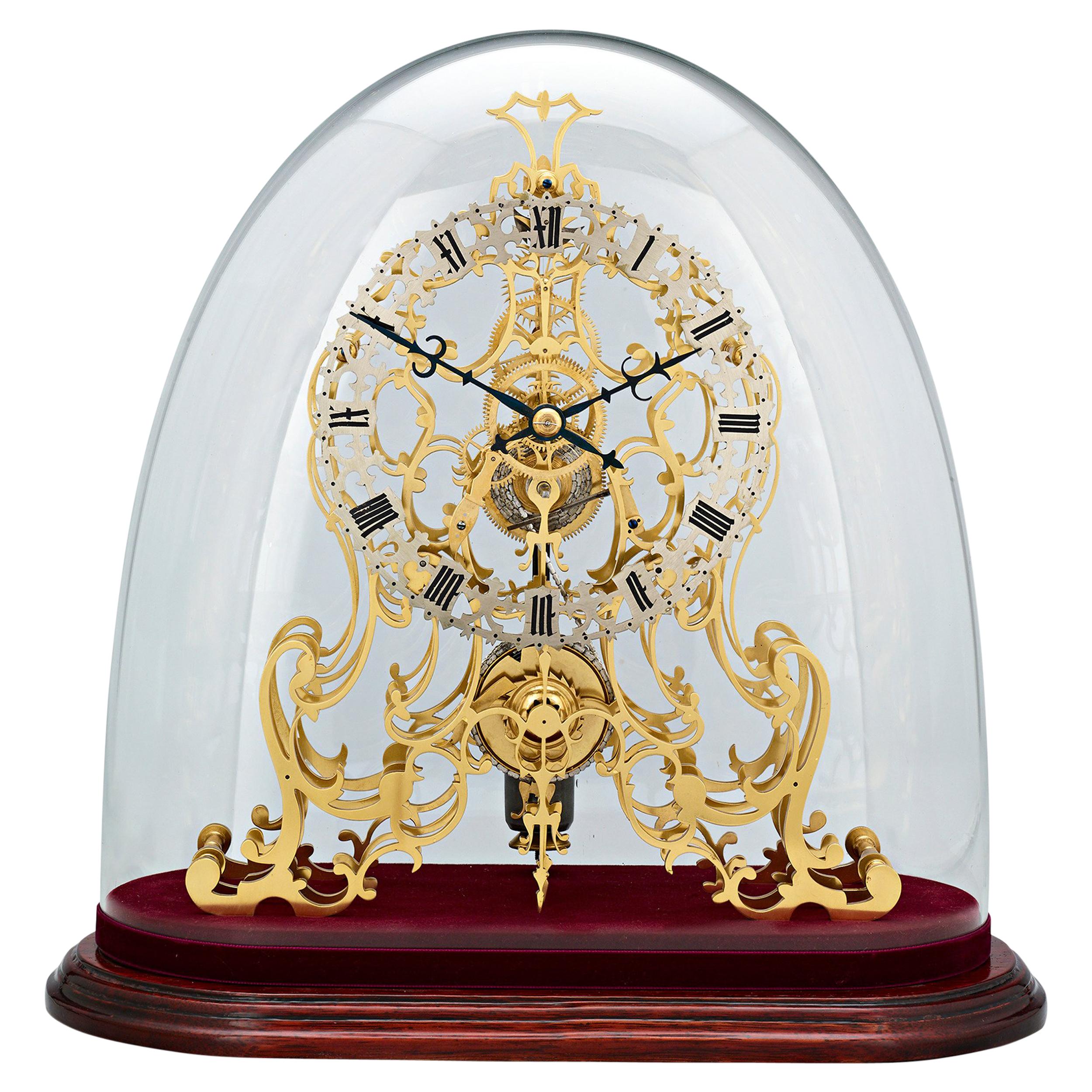 English Arabesque Skeleton Clock by Evans of Handsworth