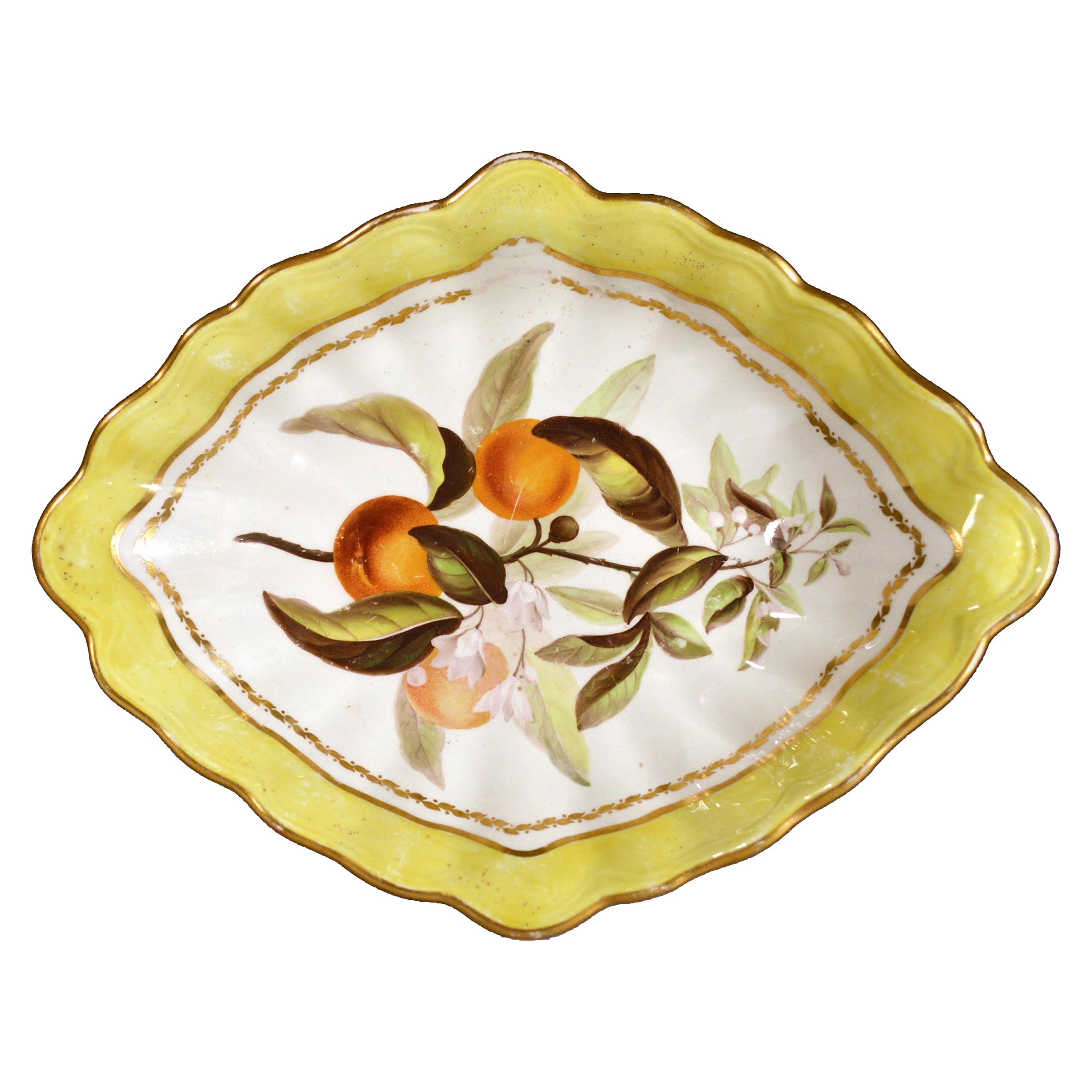 Gelbe botanische Schale aus Derby-Porzellan des 18. Jahrhunderts, Muster #216 im Angebot