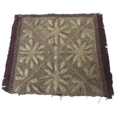 19th c. Persian Ottoman Empire Gold Metallic Threads Embroidered Textile