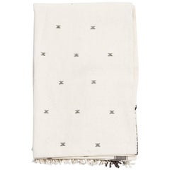 Amro Handloom Throw / Blanket , Black & White Minimal Motifs  In Organic Cotton