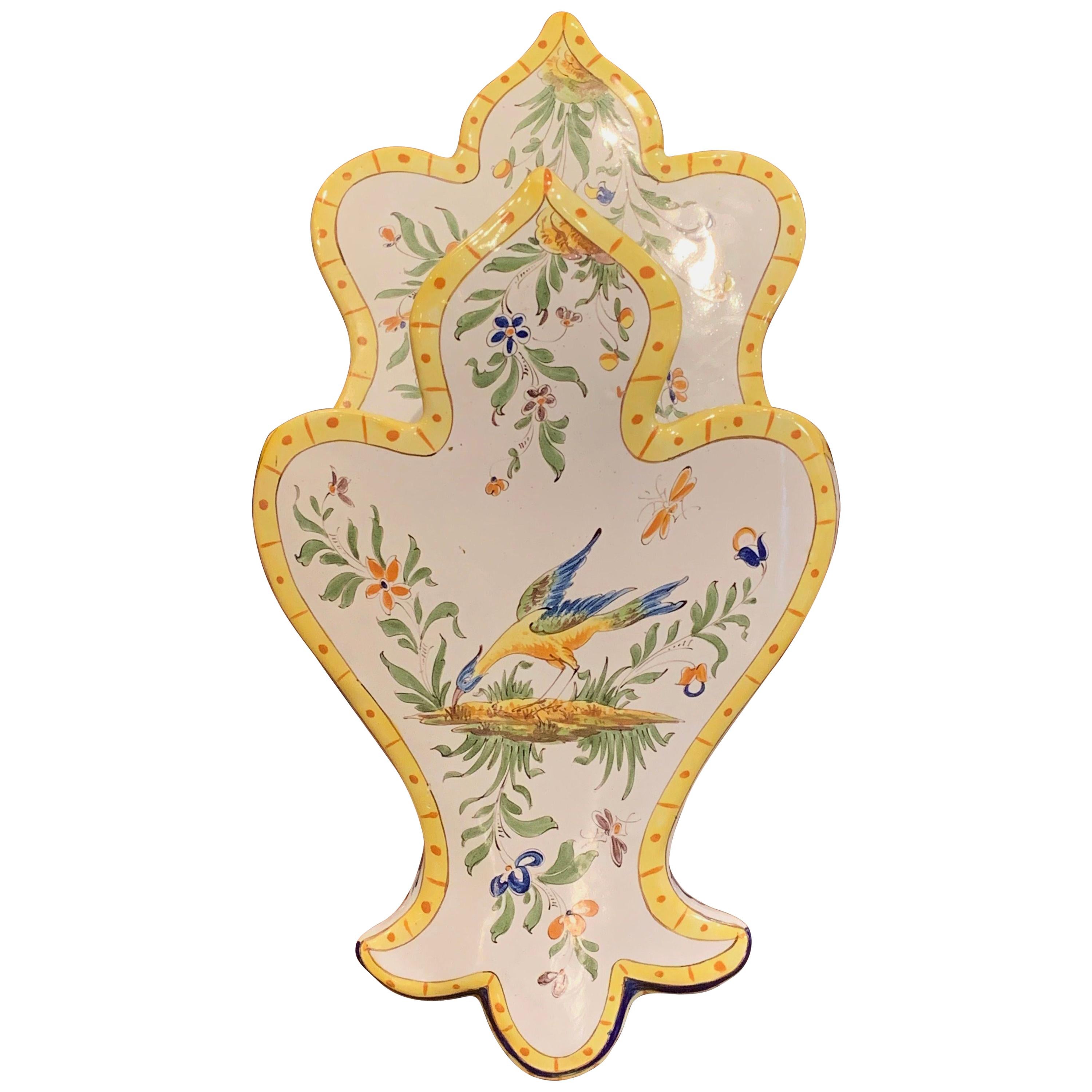 Mid-20th Century French Hand Painted Faience Wall Letter Holder