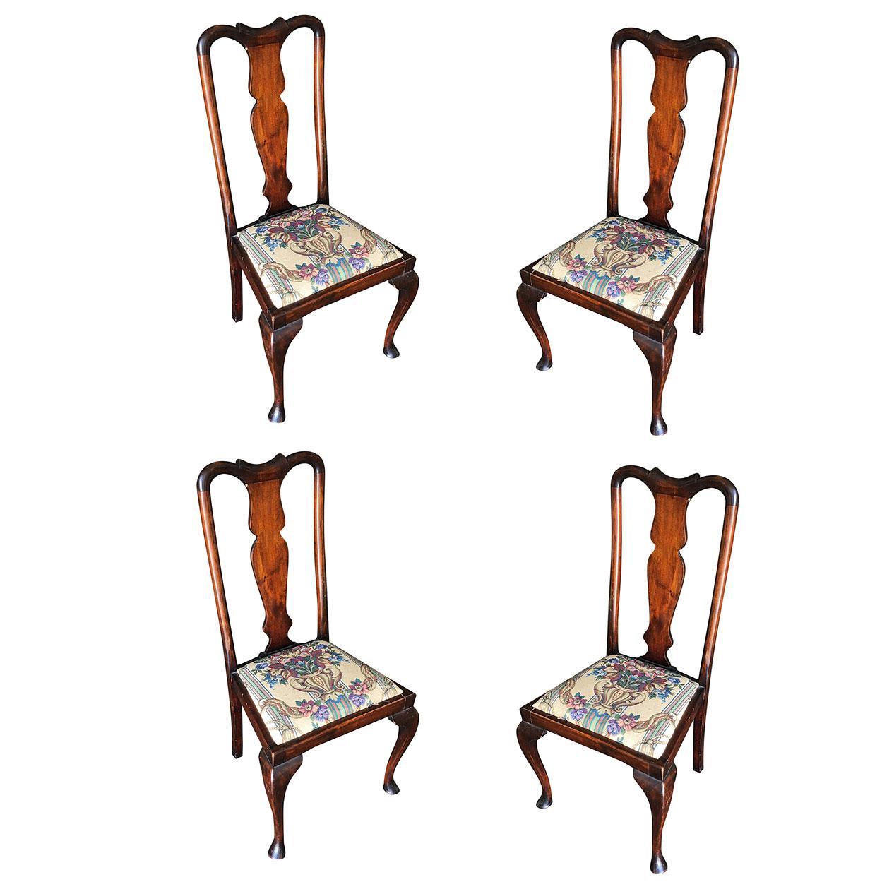 Pre-War Mahogany Art Deco Era Dining Room Chair Set of Four For Sale