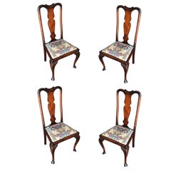 Pre-War Mahogany Art Deco Era Dining Room Chair Set of Four