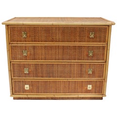 Bamboo and Rattan Chest of Drawers