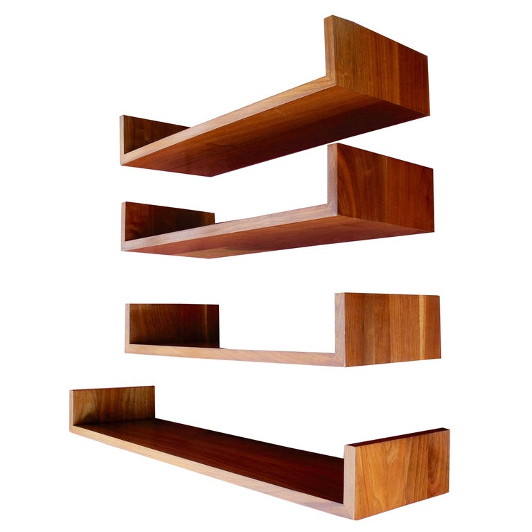 MidCentury Modern Walnut Wall Hanging Shelves Designed by Mel Smilow