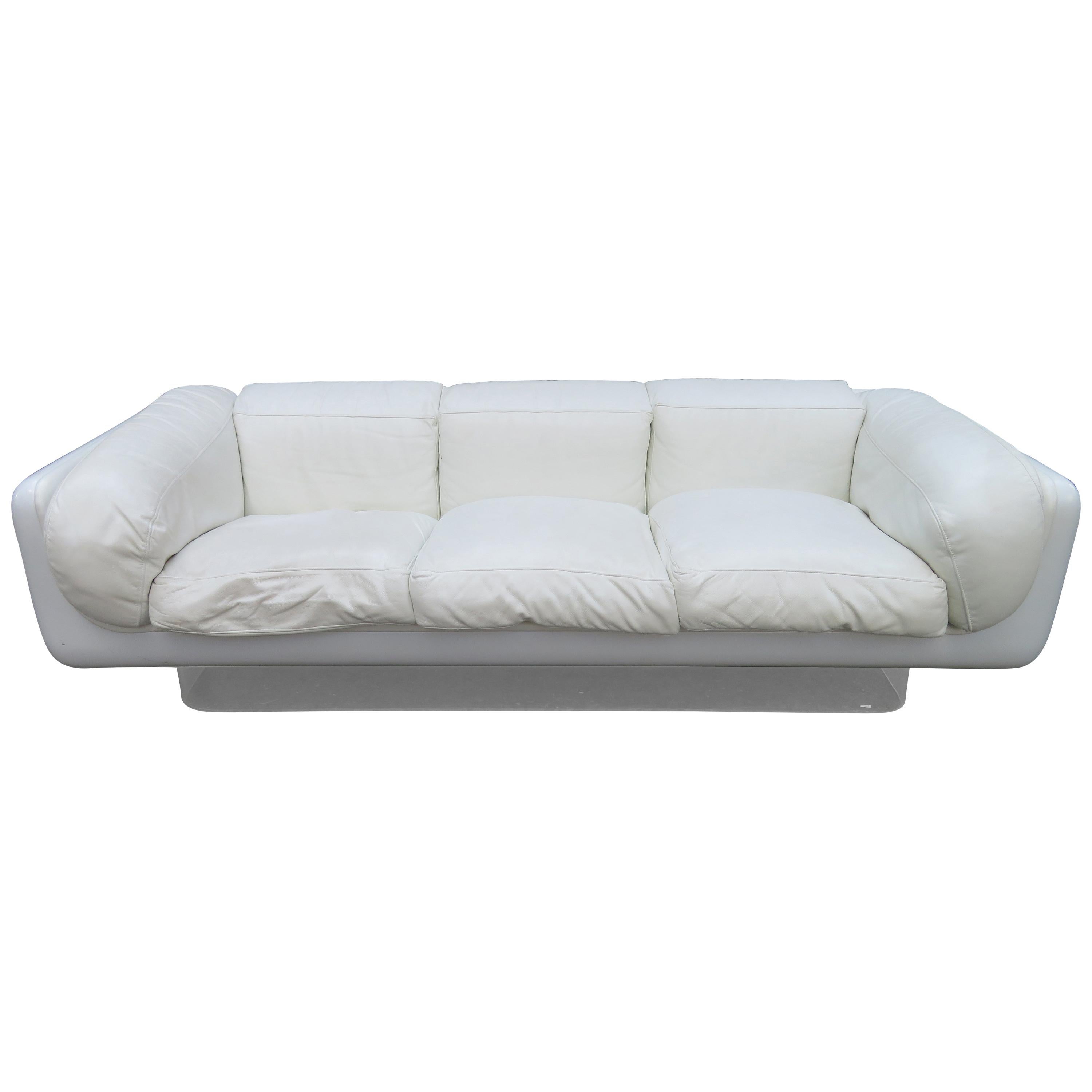 Fabelhaftes Steelcase Fiberglass Leder A Space Age Modern Sofa William Andrus