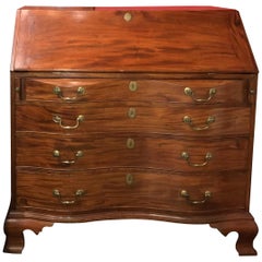 Used Boston Chippendale Oxbow Mahogany Desk, circa 1770-1790