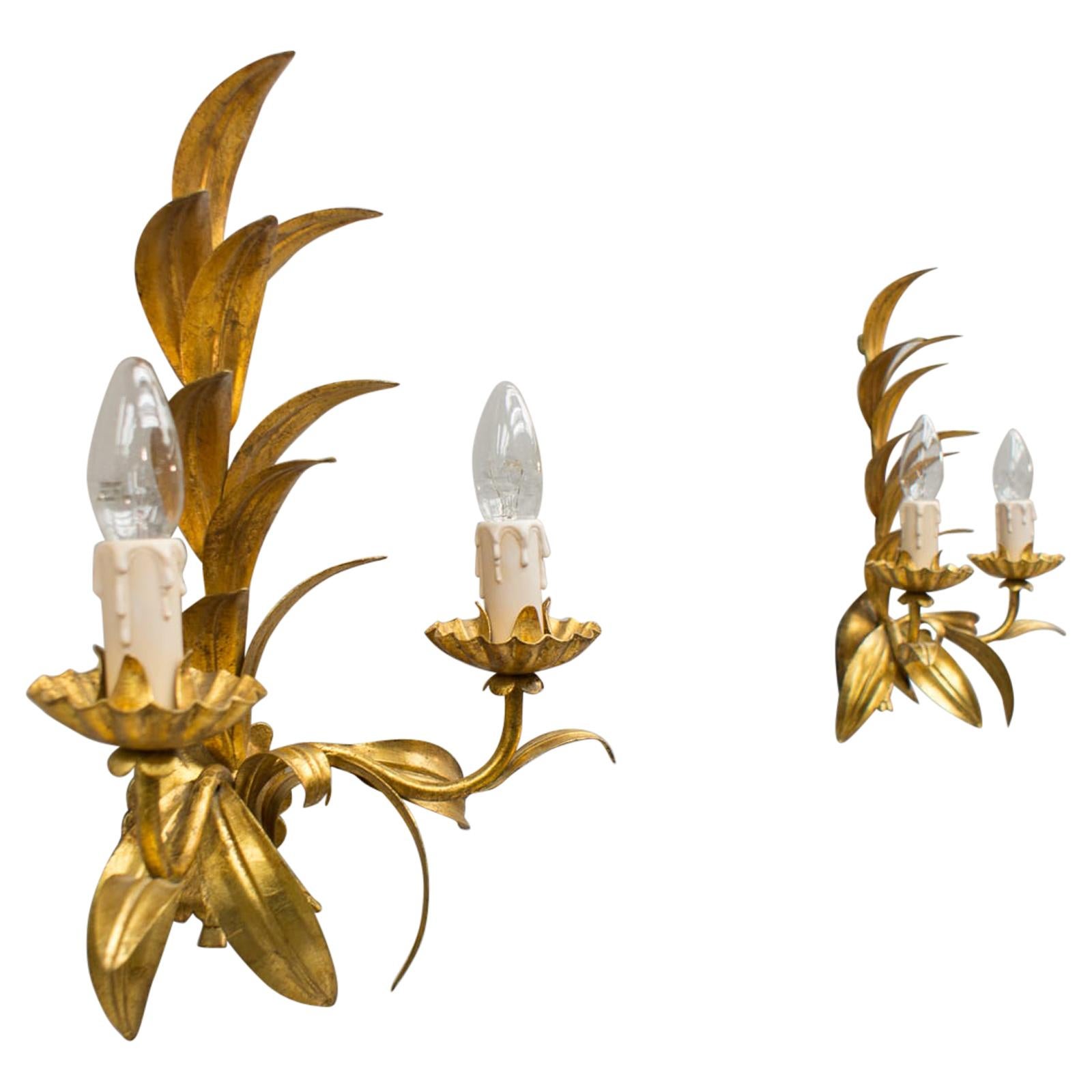 Pair of Hollywood Regency Double Wall Lights by Hans Kögl, Germany, 1970s