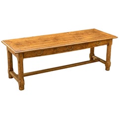 Large English Rectangular Trestle Table of Burled Ash