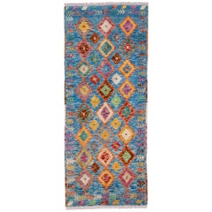 Colorful Afghan Gabbeh Mini Runner, Kitchen Runner, Vanity Runner