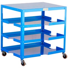 Industrial Rolling Paper, Board and Utility Cart, Refinished in Blue