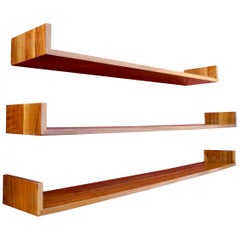 Mid-Century Modern Set of Walnut Hanging Book Shelves by Mel Smilow