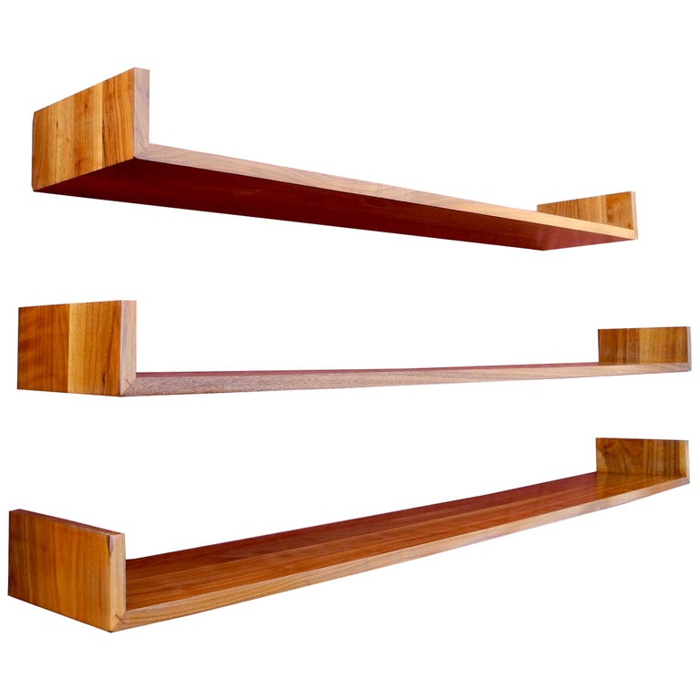 MidCentury Modern Set of Walnut Hanging Book Shelves by Mel Smilow For