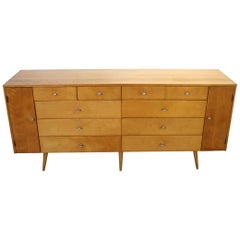 Midcentury Paul McCobb Maple 20-Drawer Dresser #1510 Blonde Ring Pulls