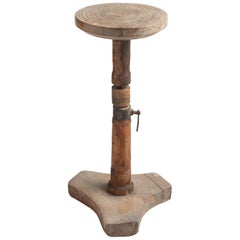 Industrial Pine and Iron Sculptor Stand, England, circa 1900