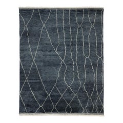 New Contemporary Charcoal Black Moroccan Area Rug with Luxe International Style