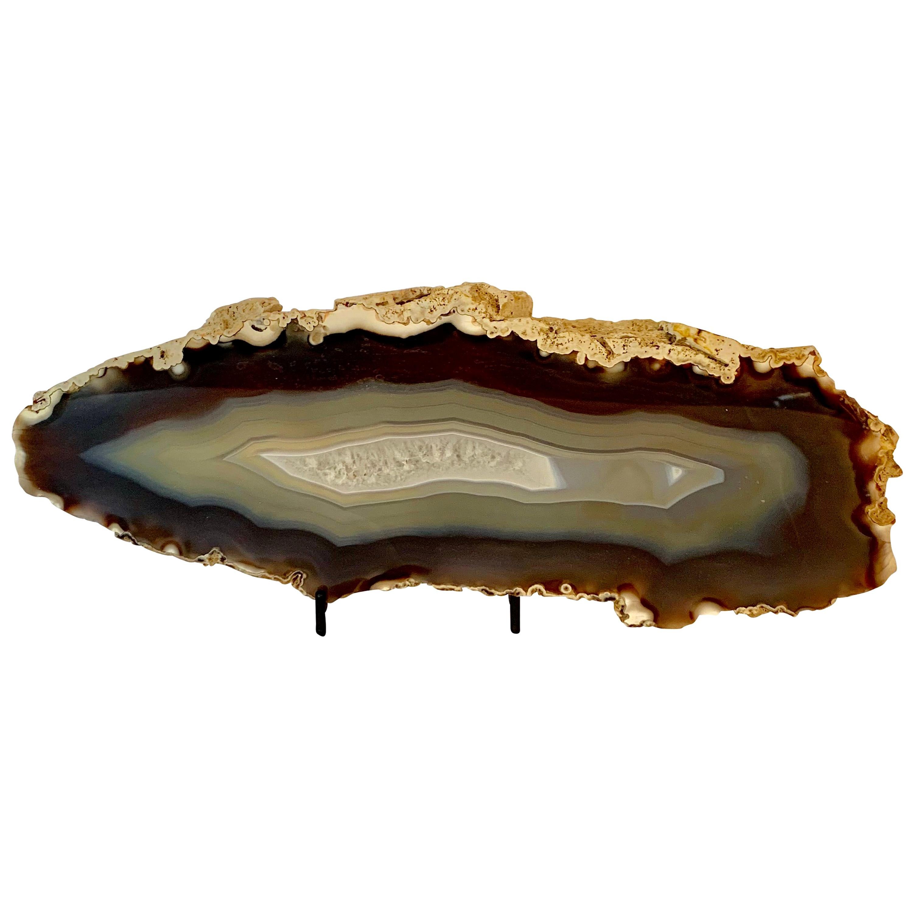 Brazilian Sliced Agate Sculpture on Stand