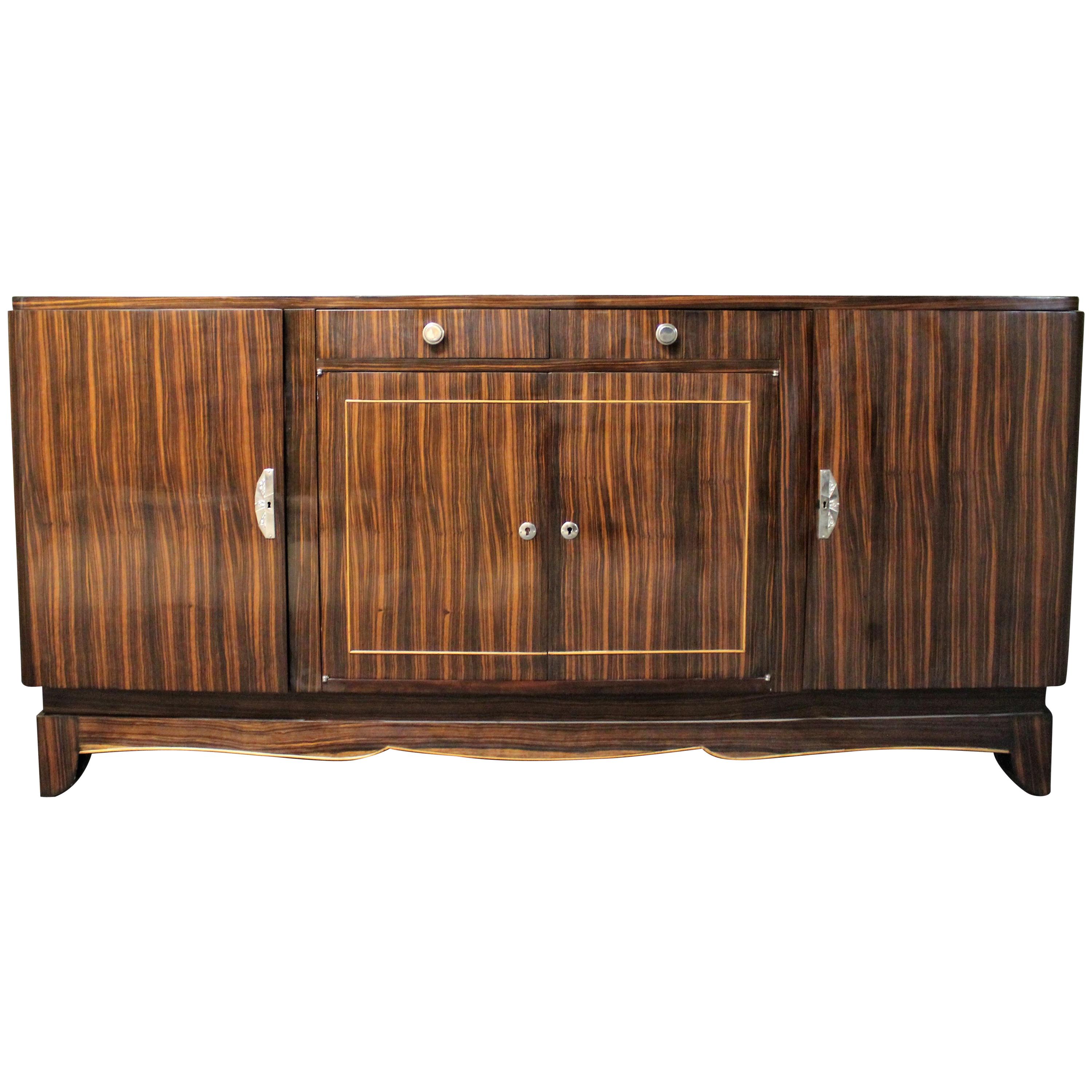 Art Deco Macassar Ebony Credenza in the Manner of Émile-Jacques Ruhlmann