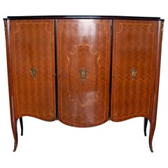 Vintage Leopoldo Malberti Mid-Century Modern Italian Walnut Bar Cabinet, 1950s