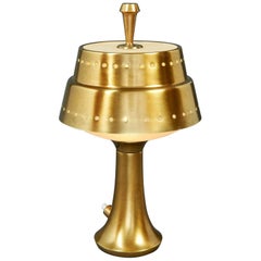 Miniature Perforated Brass Table Lamp in the Manner of Sarfatti, Italy, 1950s