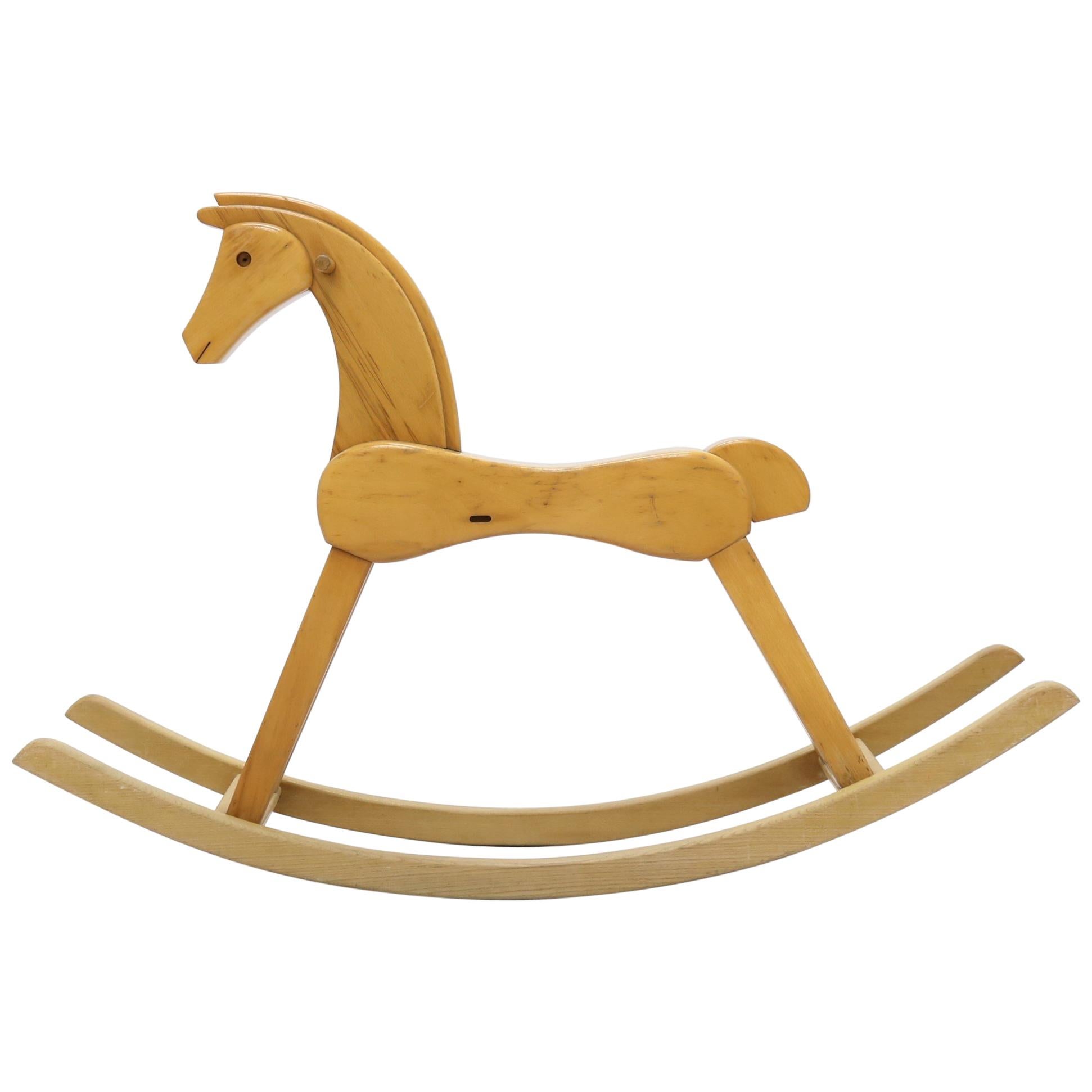 Kay Bojesen Large Rocking Horse of Patinated Lacquered Beech "The Arab"