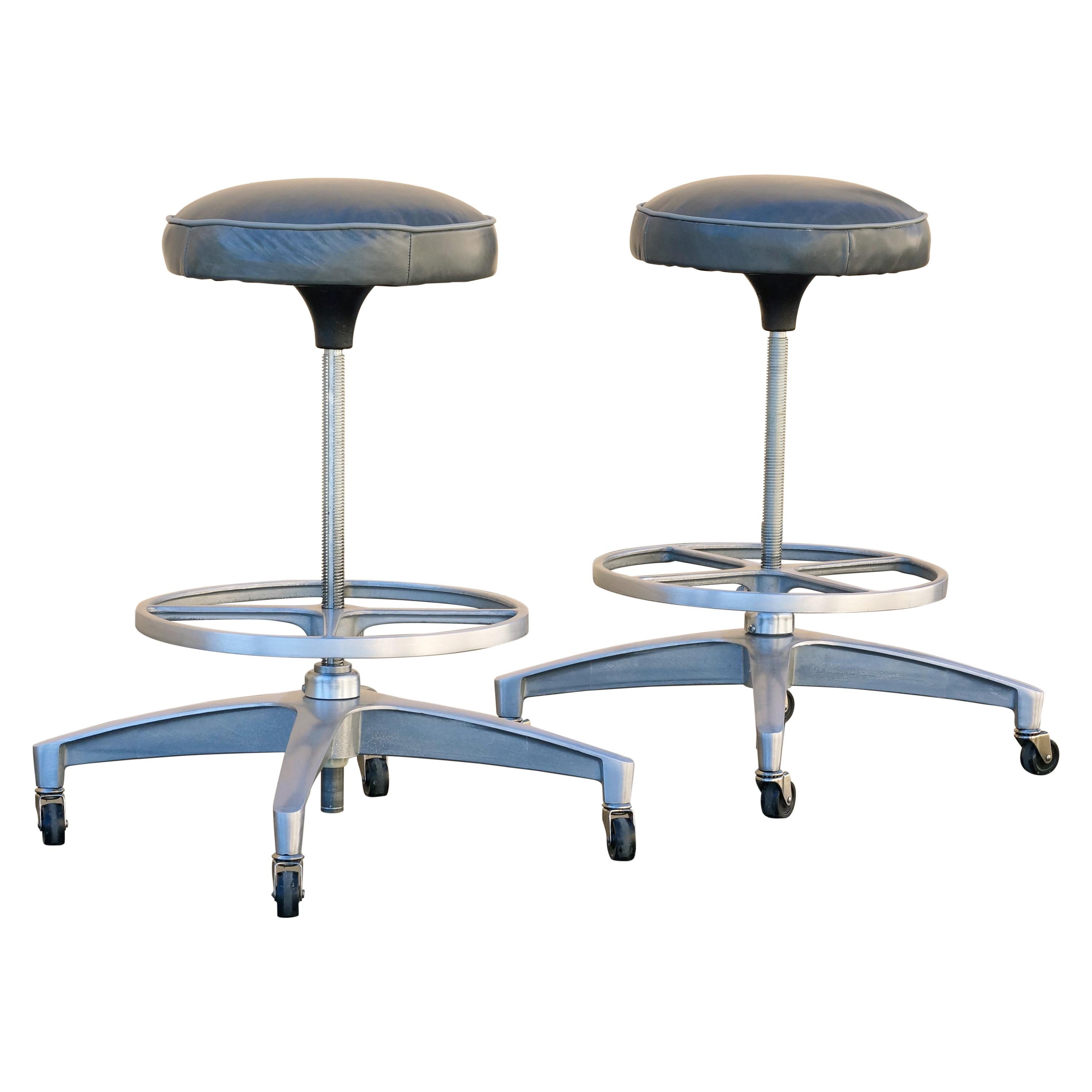 Pair of 1960s Chromcraft Atomic Stools, Refinished For Sale