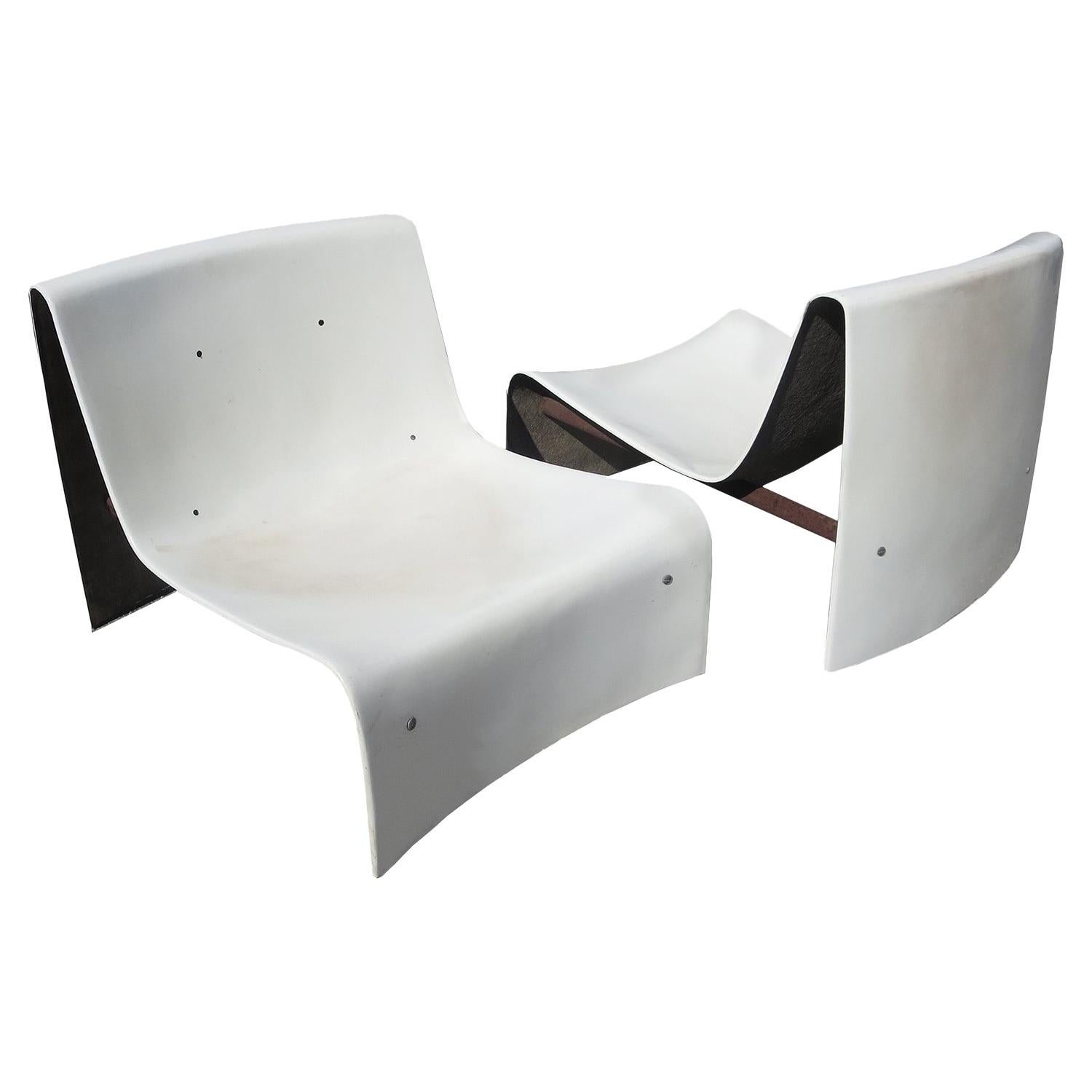 Midcentury Italian Fiberglass Chairs for Poolside or Patio