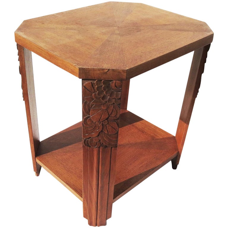 Art Deco Side Table with Carved Legs For Sale at 1stdibs