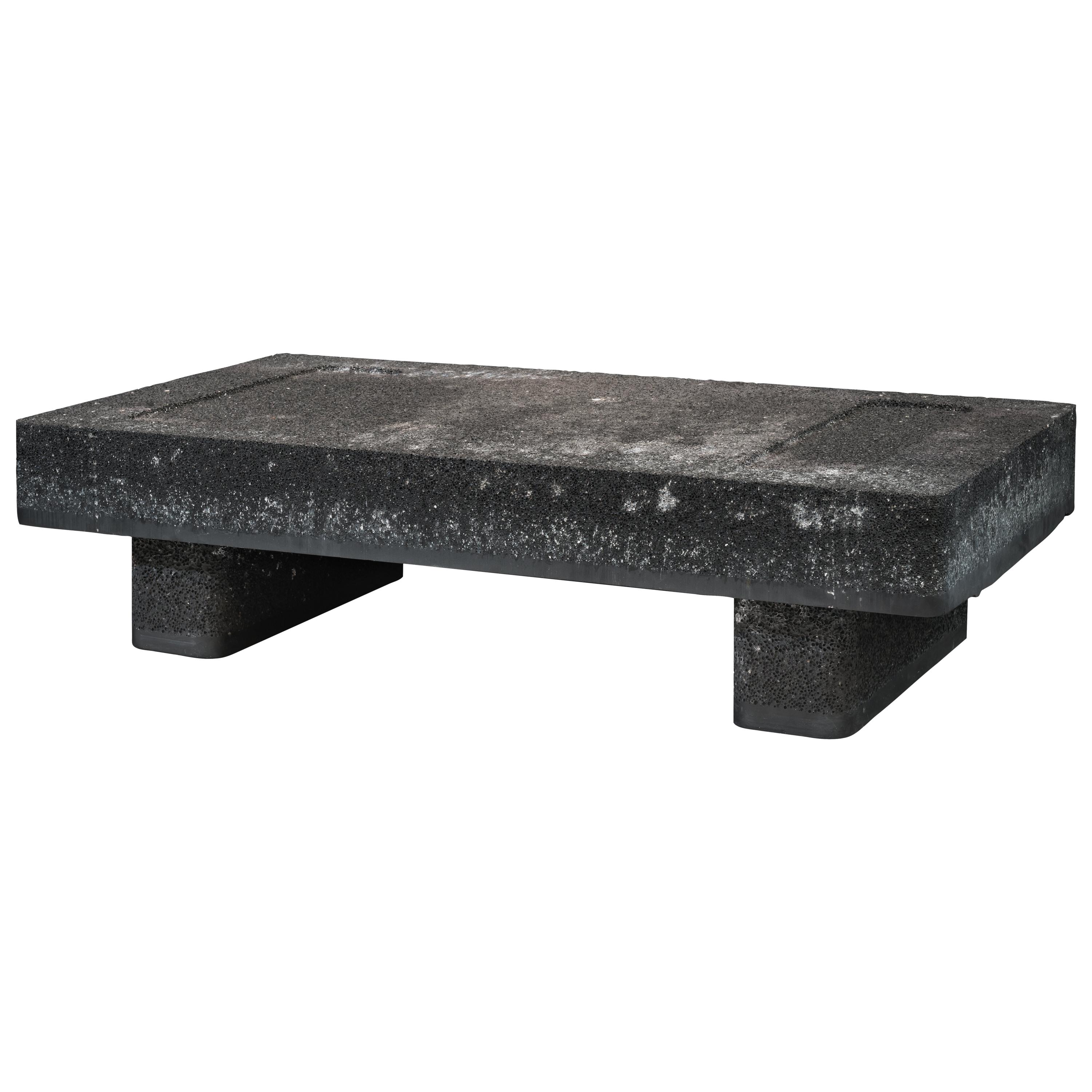 Black Rock Long Cocktail Coffee Table Aluminum Foam by Michael Young For Sale