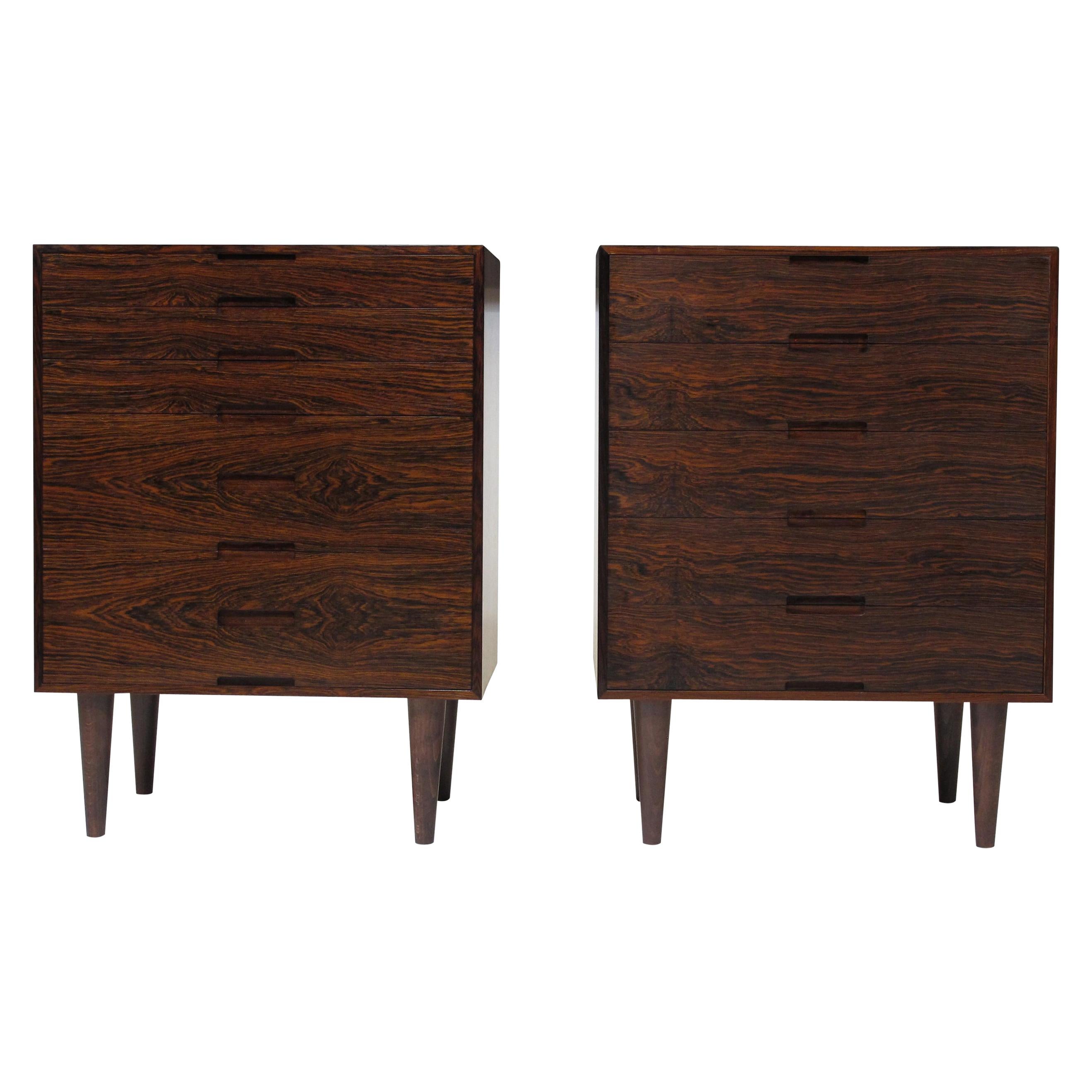 Brazilian Rosewood Nightstand Cabinets, a Pair