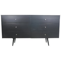 Midcentury Paul McCobb Rare 6 Drawer Dresser Credenza Custom Black Nickel