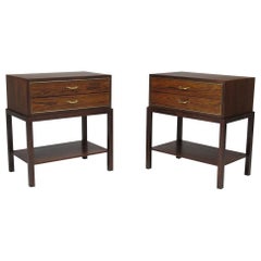 Ernst Kühn for Lysberg Hansen & Therp Rosewood and Brass Nightstands