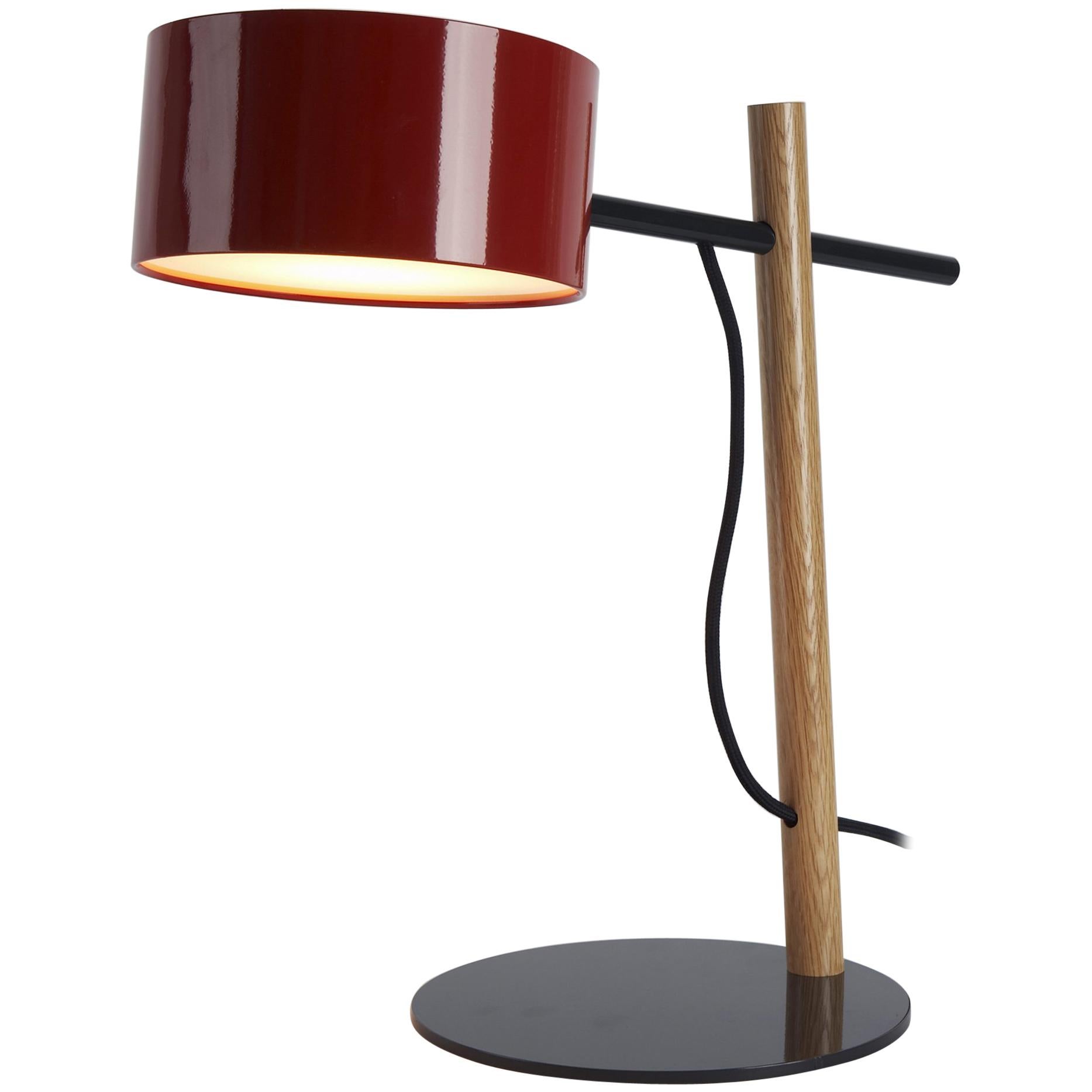 Excel Desk Lamp in Red and Oak by Rich Brilliant Willing for Roll & Hill