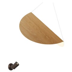 Bounce Sconce in Bronze with Large Oak Shade by Karl Zahn for Roll & Hill