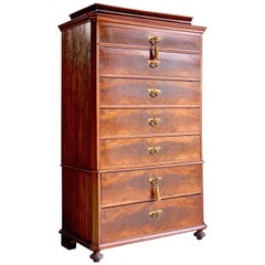 Antique Mahogany Tallboy Chest of Drawers 19th Century Danish Biedermeier Style