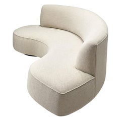 Curved Sofa Reupholstered in Grey Fabric