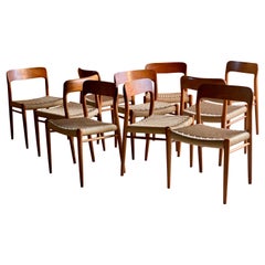 Niels Otto Møller Dining Chairs Set of Ten Model 75 JL Møller Møbelfabrik Danish