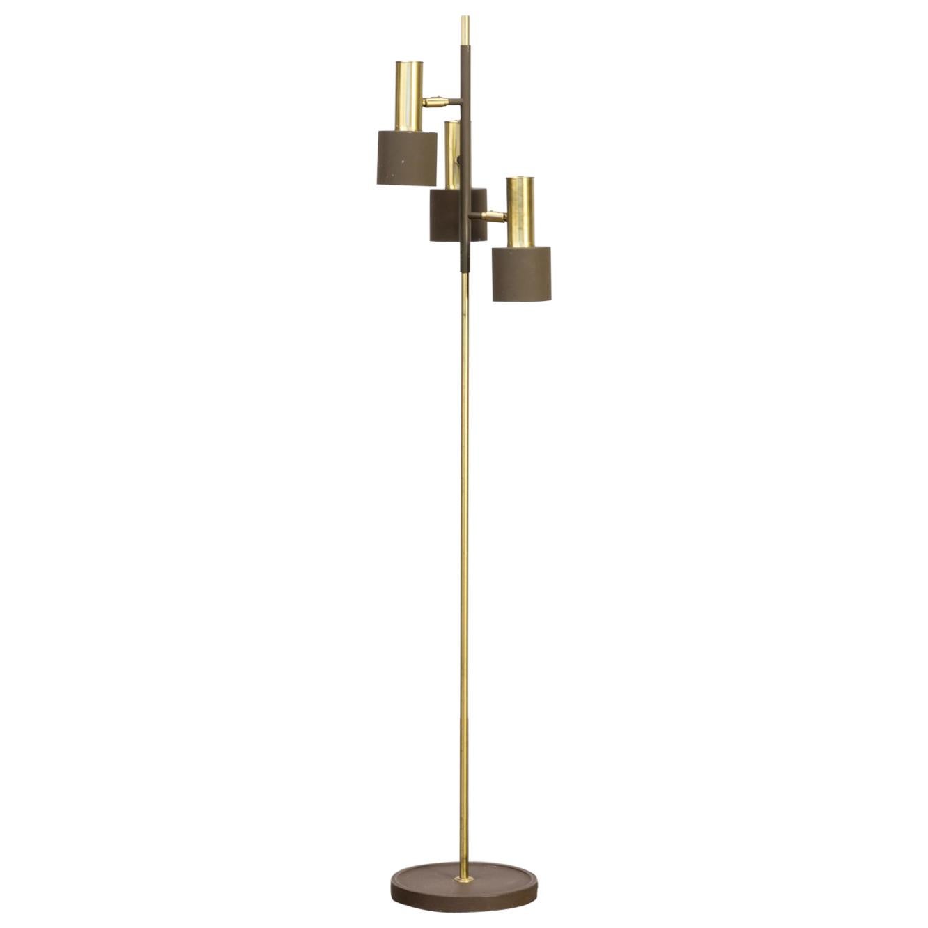 1960s Metal and Brass Three Spot Floor Lamp for Koch & Lowy For Sale