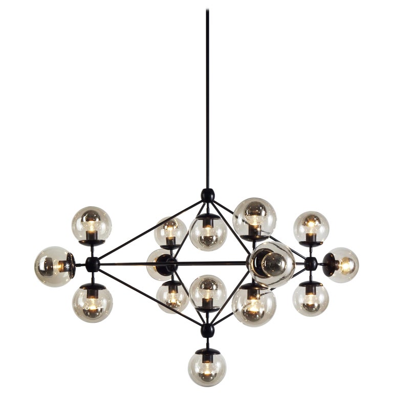 Modo 15-Globe Chandelier in Black and Clear by Jason Miller for Roll ...