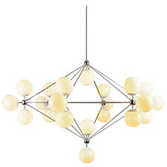 Modo 21-Globe Chandelier in Nickel and Cream by Jason Miller for Roll & Hill