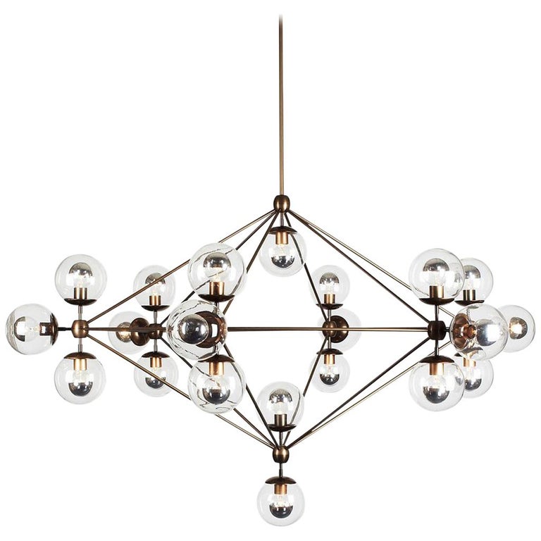Modo 21-Globe Chandelier in Bronze and Clear by Jason Miller for Roll ...