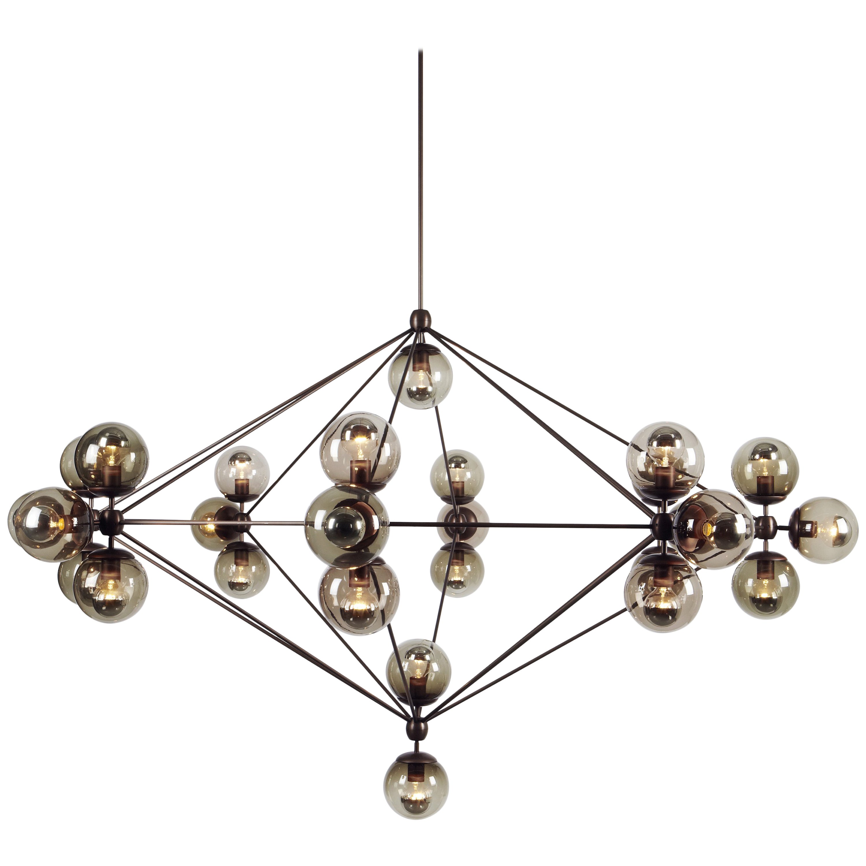 Modernist Feather Chandelier in Murano Smoked Grey Glass and Oil Rubbed Bronze Modernist Feather Chandelier in Murano Smoked Grey Glass and Oil Rubbed Bronze