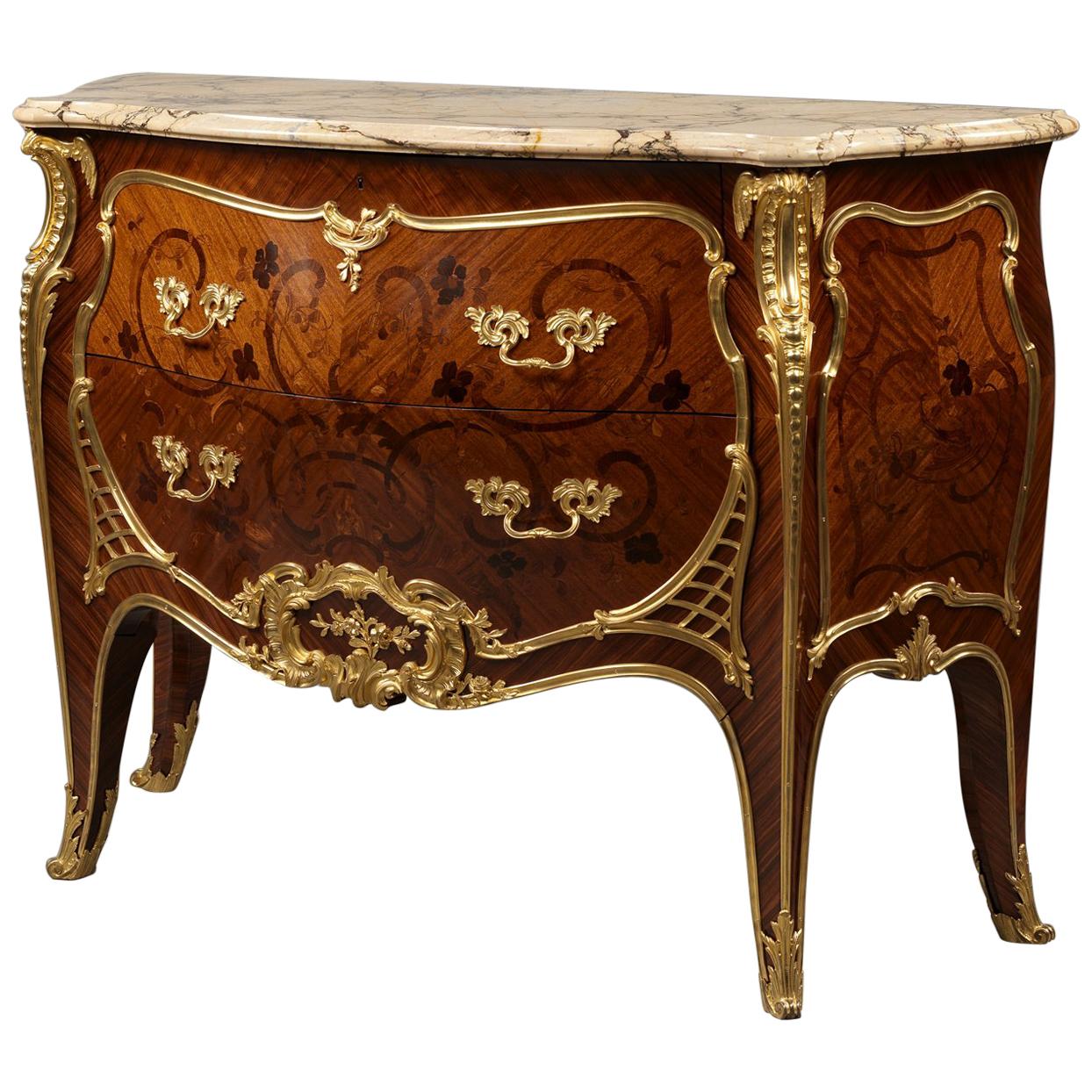 Louis XV Style Marquetry Commode, Possibly by François Linke, circa 1900 For Sale