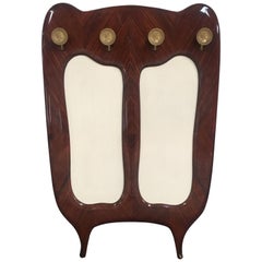 Mid-Century Modern Italian Wall-Mounted Rosewood Coat Rack, 1950s