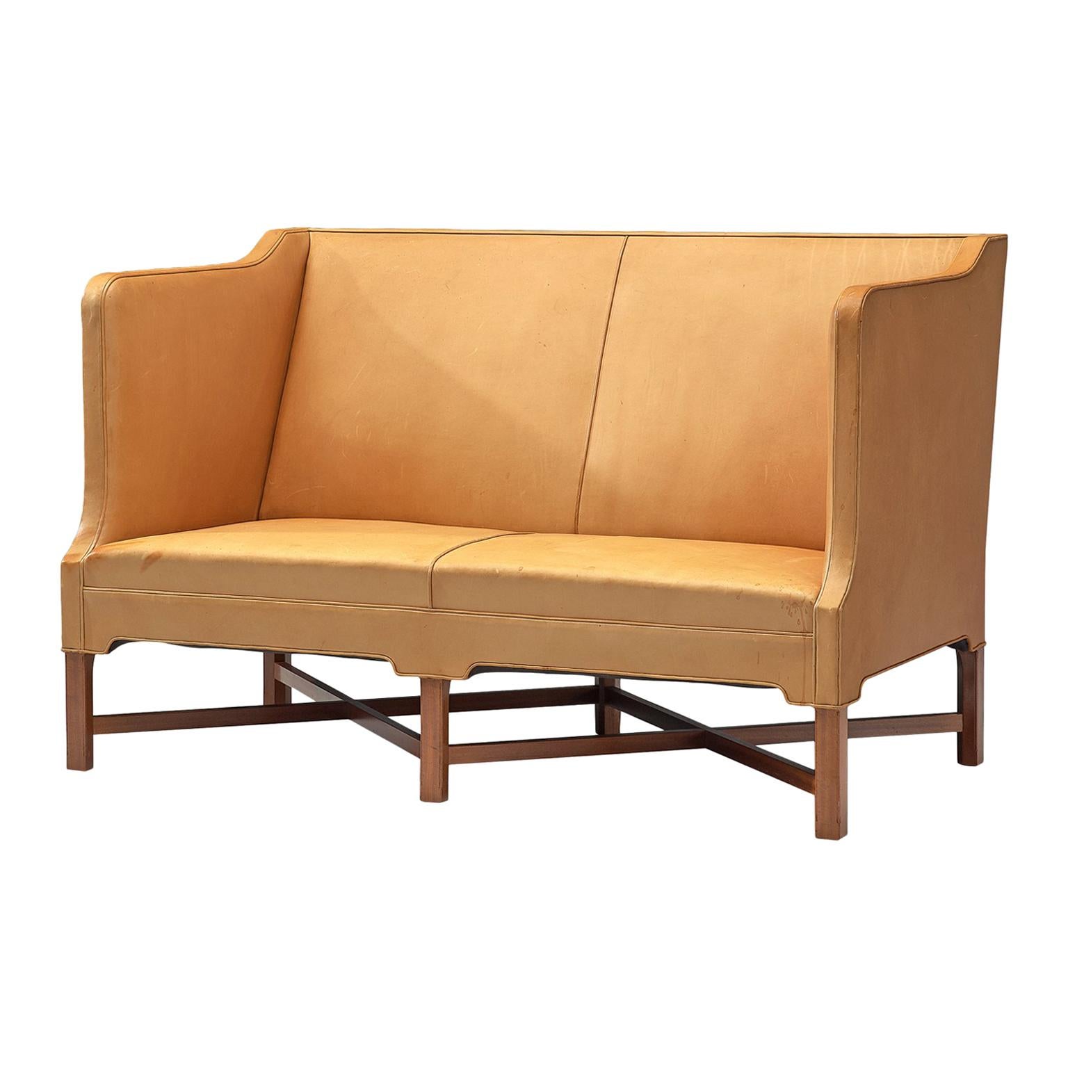 Kaare Klint 4118 Settee in Mahogany and Niger Leather