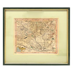 1970s Framed Antique Map of Hungaria Hungary 1629 Original