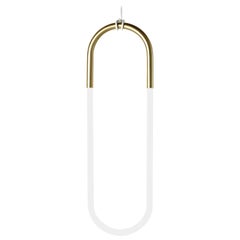 Rudi Loop 02 Pendant in Brass and White by Lukas Peet for Roll & Hill